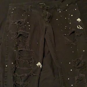 Mens black ripped jeans. Size 34 skinny fit